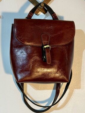 Patricia Nash Vatoni Small Convertible Leather Backpack, New w/o tag British tan